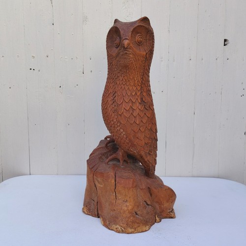 Grand hibou bois sculpture - grand,